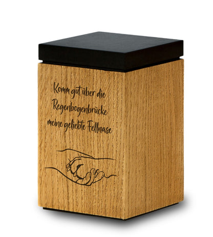 Tierurne aus Holz mit verschiedenen Motiven