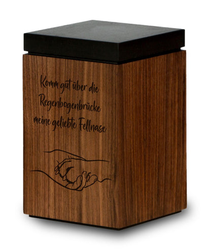 Tierurne aus Holz mit verschiedenen Motiven