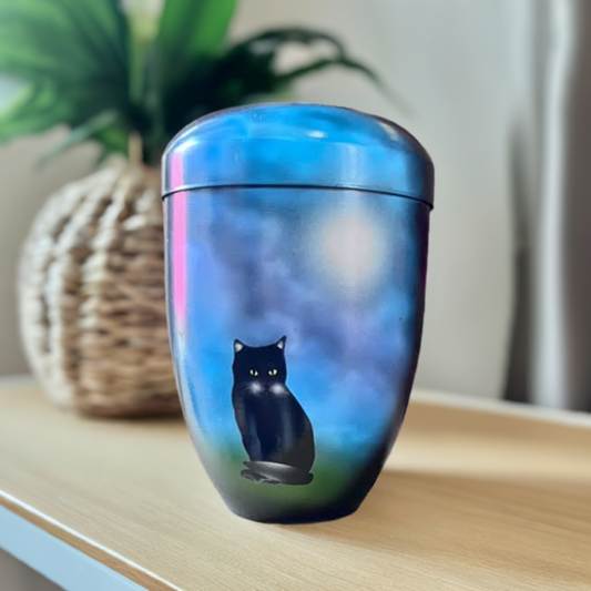 Tierurne mit Airbrush-Katzenmotiv 1,3 Ltr.