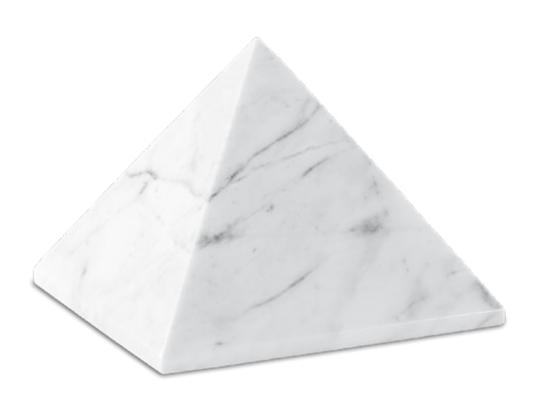 Tierurne Pyramide aus Marmor in weiß