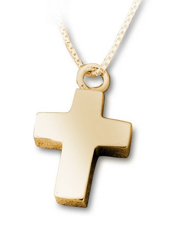 Ascheschmuck Kreuz in Sterlingsilber vergoldet