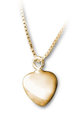 Ascheschmuck in Herzform in 585er Feingold