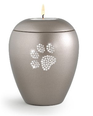 Tierurne Keramik Edition Crystal mit Kristallpfote in fume