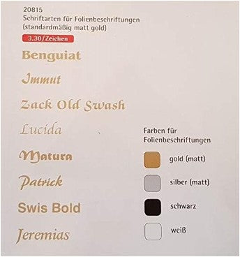 Folienbeschriftung für Urnen beginnend mit WVO und LAG..........